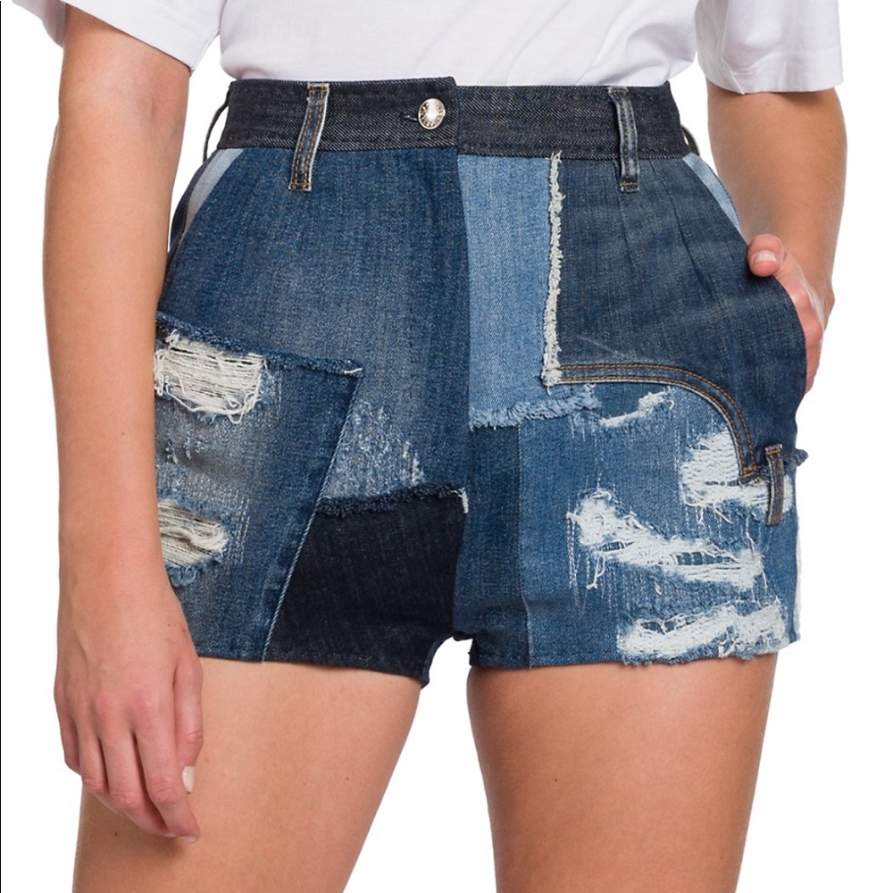 Dolce and Gabbana denim patchwork shorts NWT IT 46